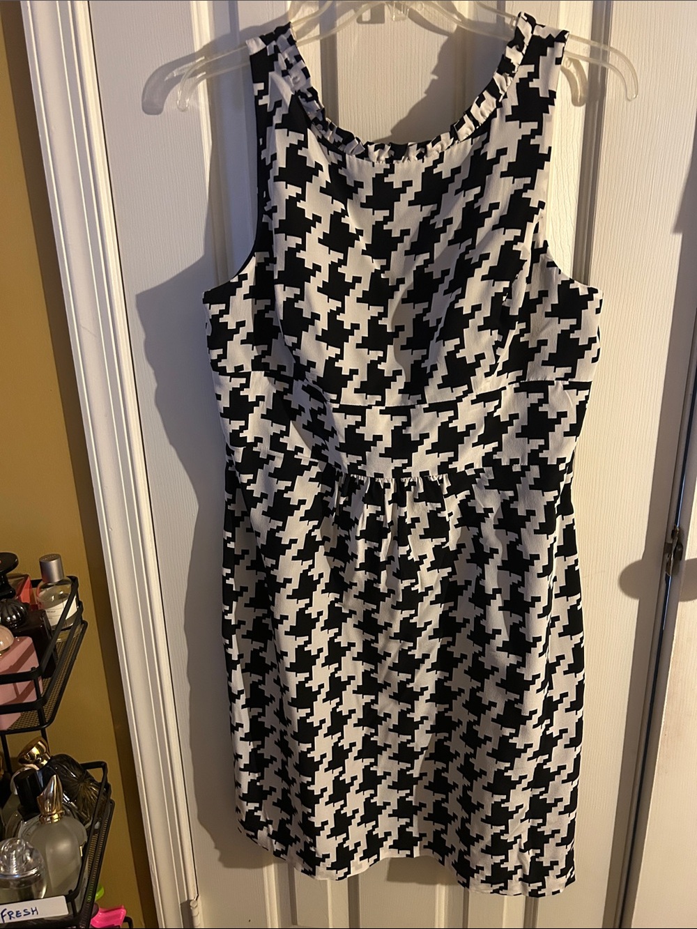 Jessica Simpson Black and White Houndstooth Sleeveless Mini Dress